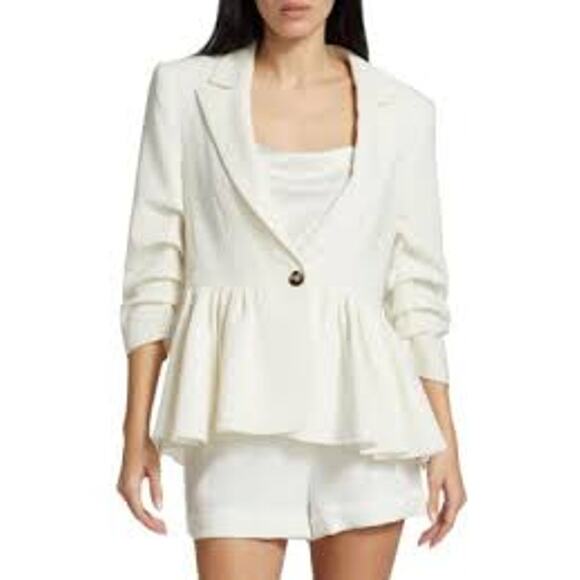 Cinq á Sept Kourtney Blazer Ivory ZJ5391319Z-IVO Single Breasted Ruffle XS US2 - Picture 6 of 8